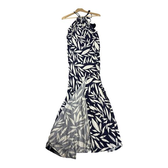 YaYa & Co Women's Open- Back Halter Maxi Dress Mermaid Style Sz Small Navy/White - Picture 8 of 13